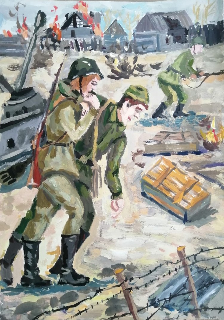 Сталинградская битва рисунки красками