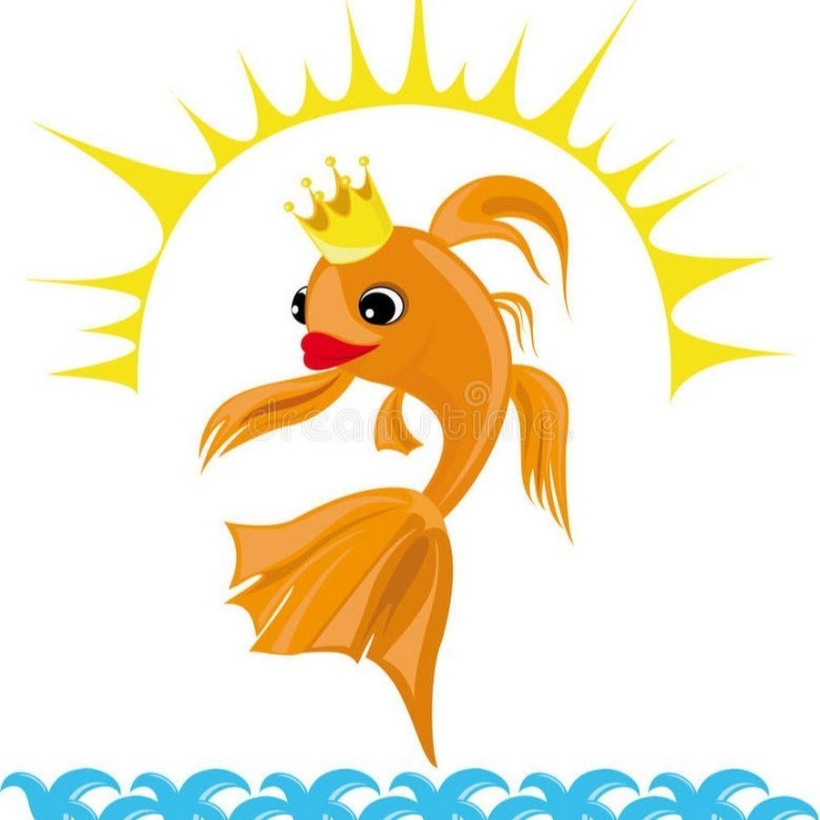 Золотая рыбка с короной вектор