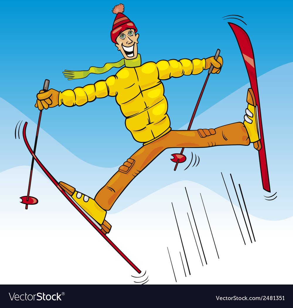 Смешной человечек на лыжах