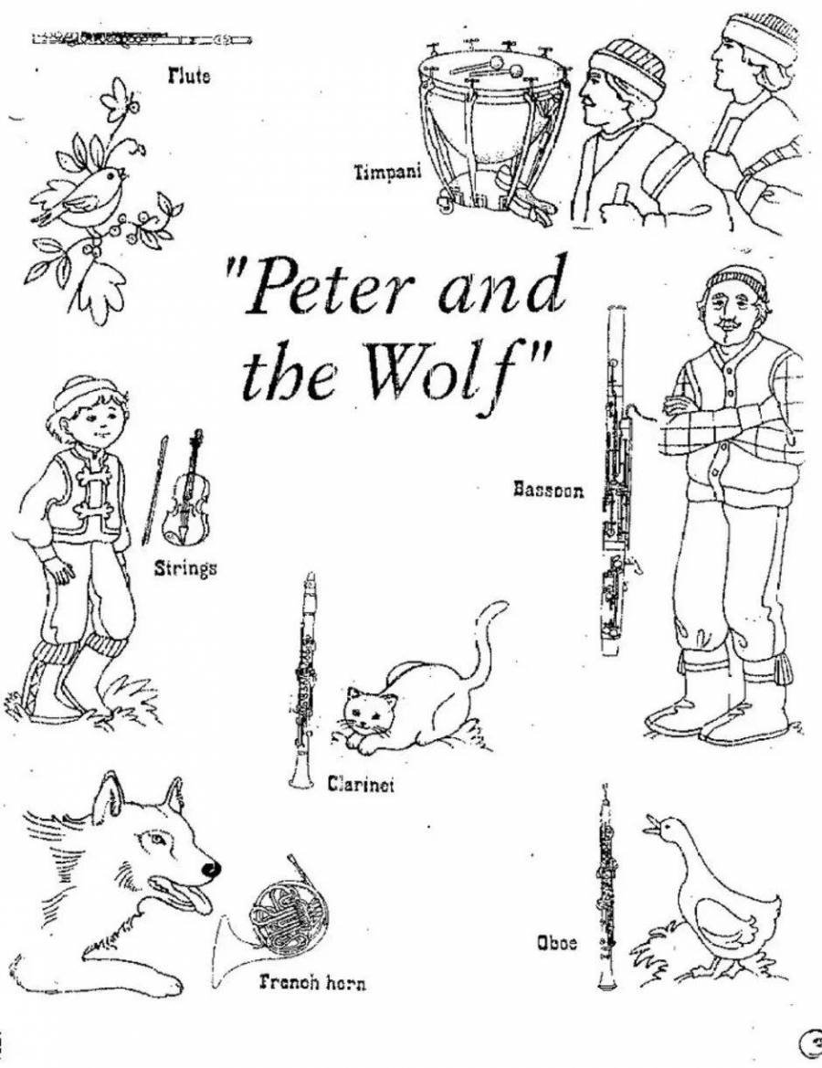 Герои сказки Петя и волк