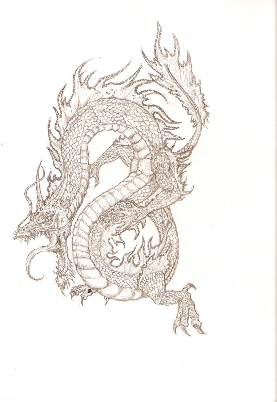 Рисунок китайского дракона в ширину