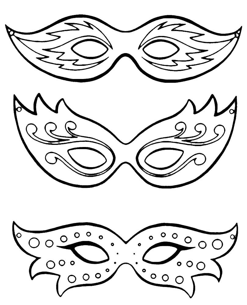 Карнавальные маски раскраски для детей