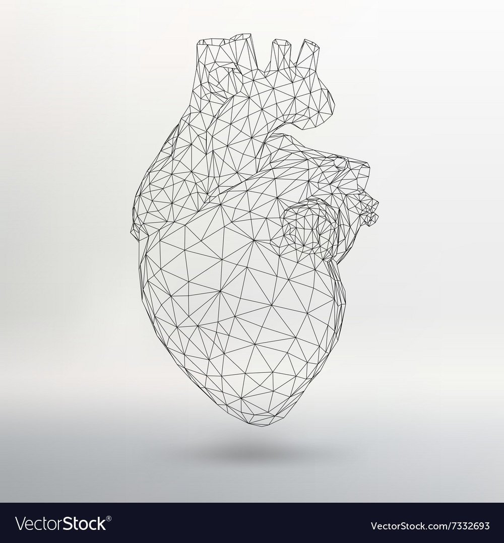 Рисунок в полигональном стиле человеческое сердце