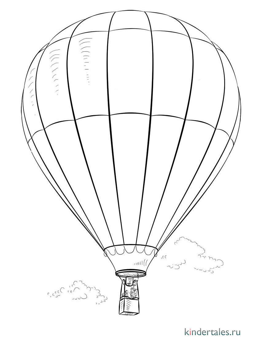 Рисование воздушный шар с корзиной