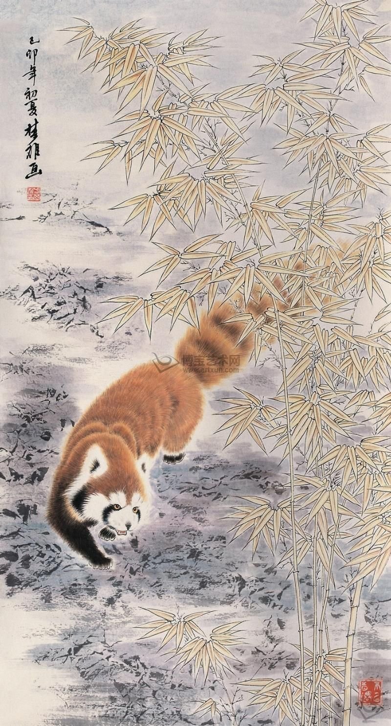 Китайская живопись Мишуков красная Панда