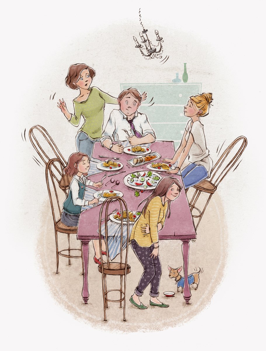 Семейный завтрак иллюстрация
