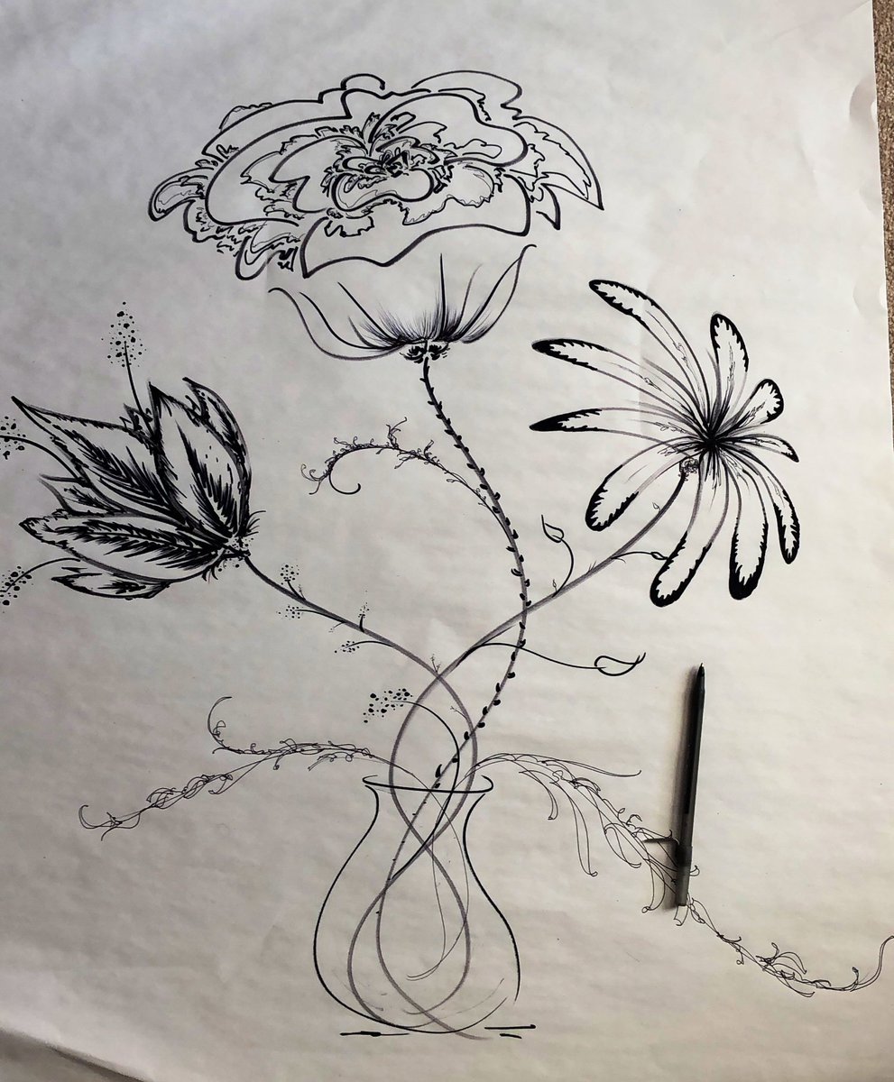 Рисунок цветы на длинной доске загадочный