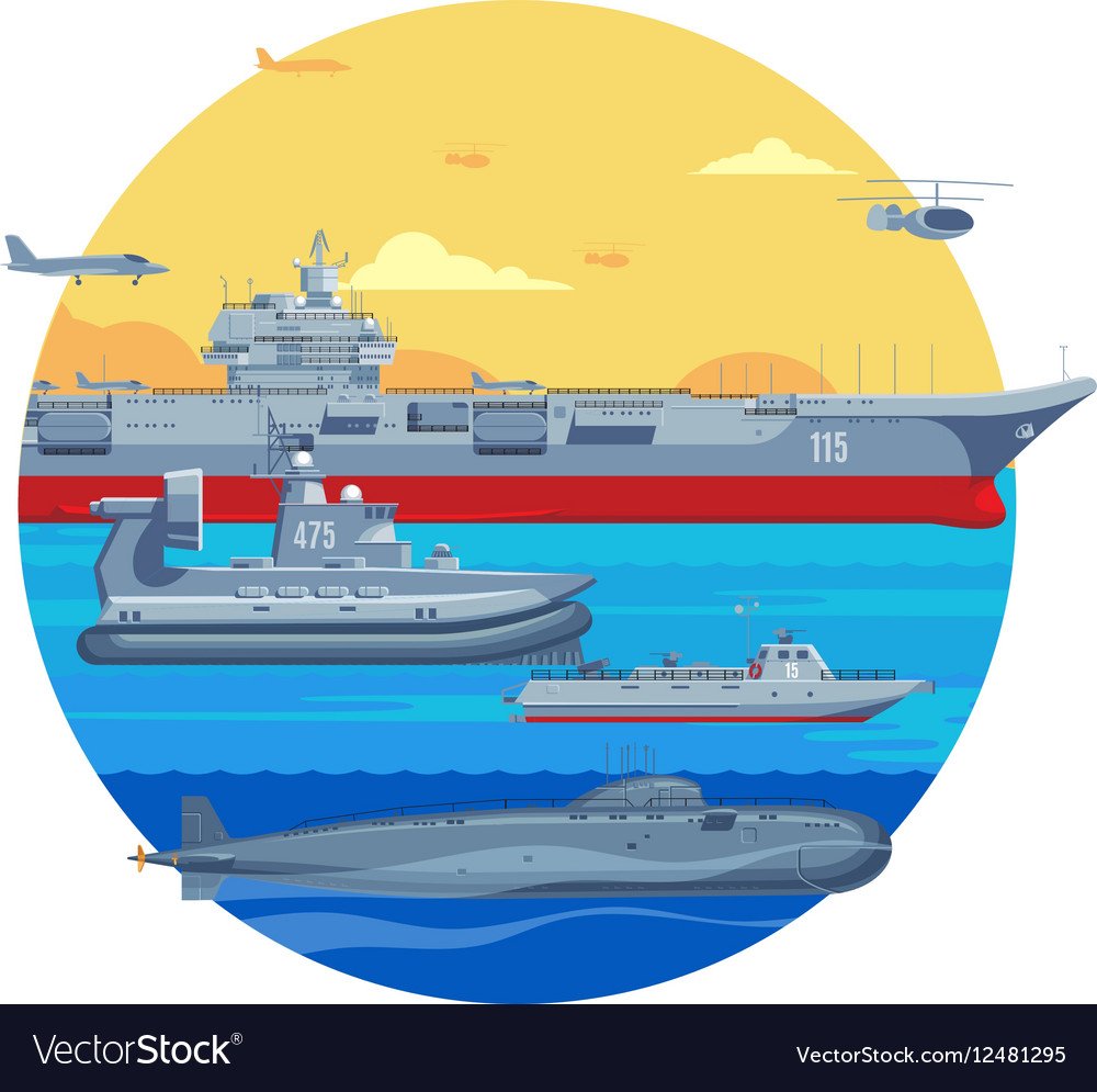 Российский военный корабль вектор