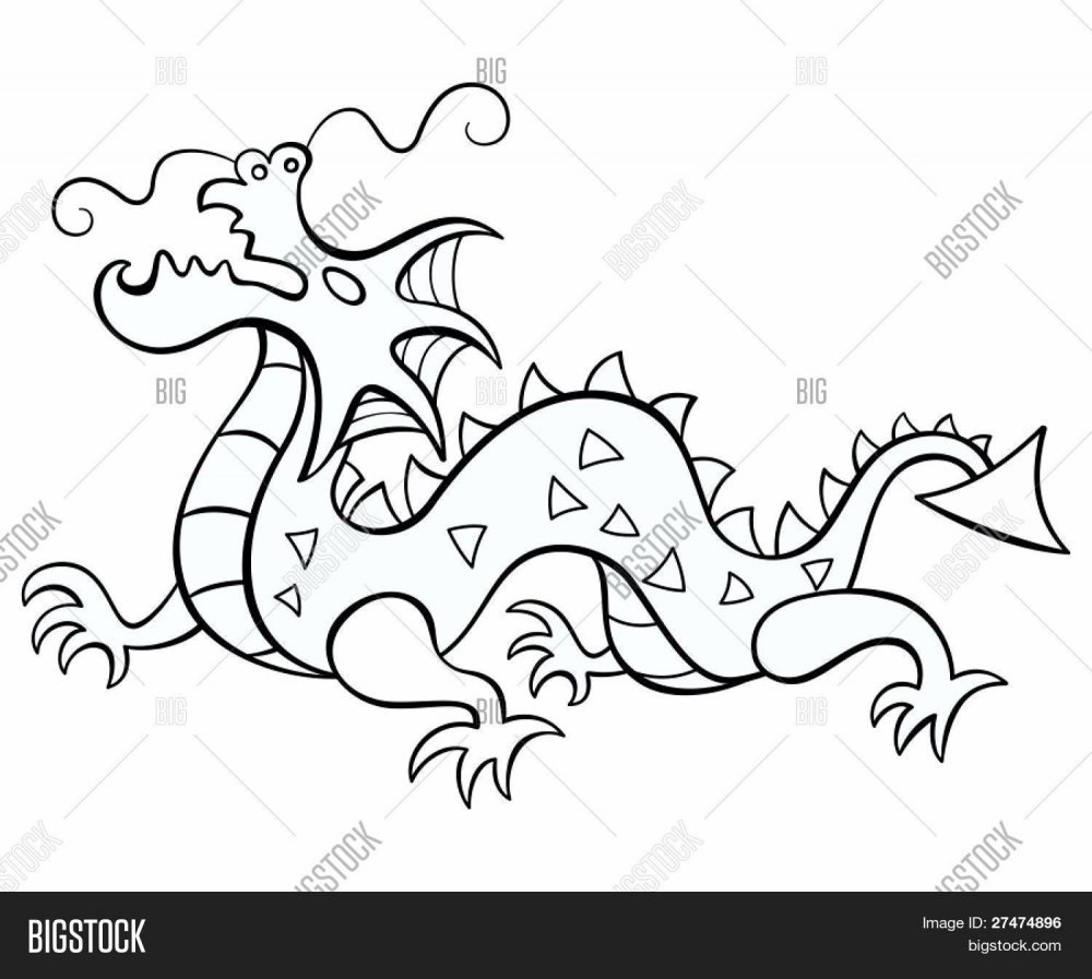 Раскраска китайский дракон для детей 3 года