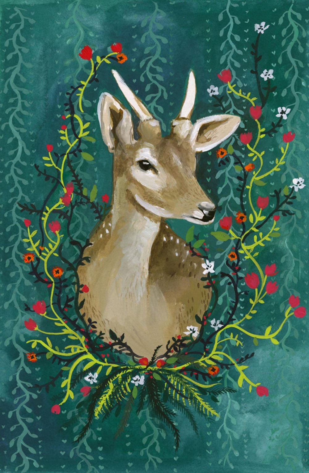 Новогодняя открытка с оленем