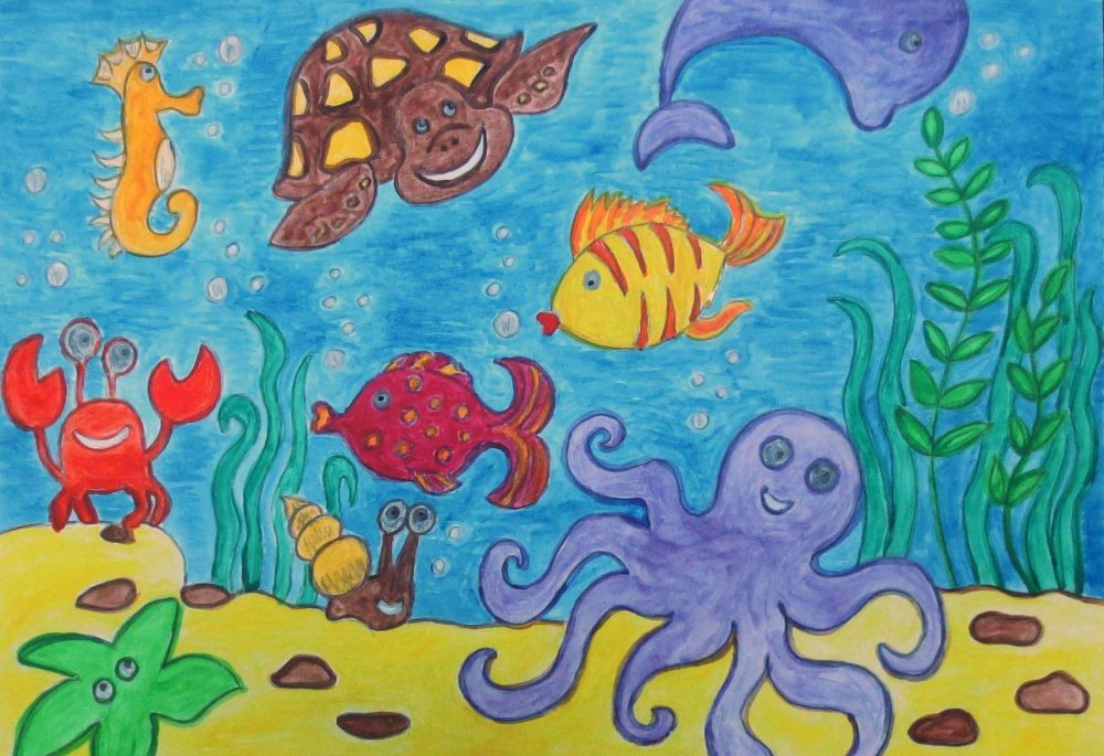 Рисование подводный мир