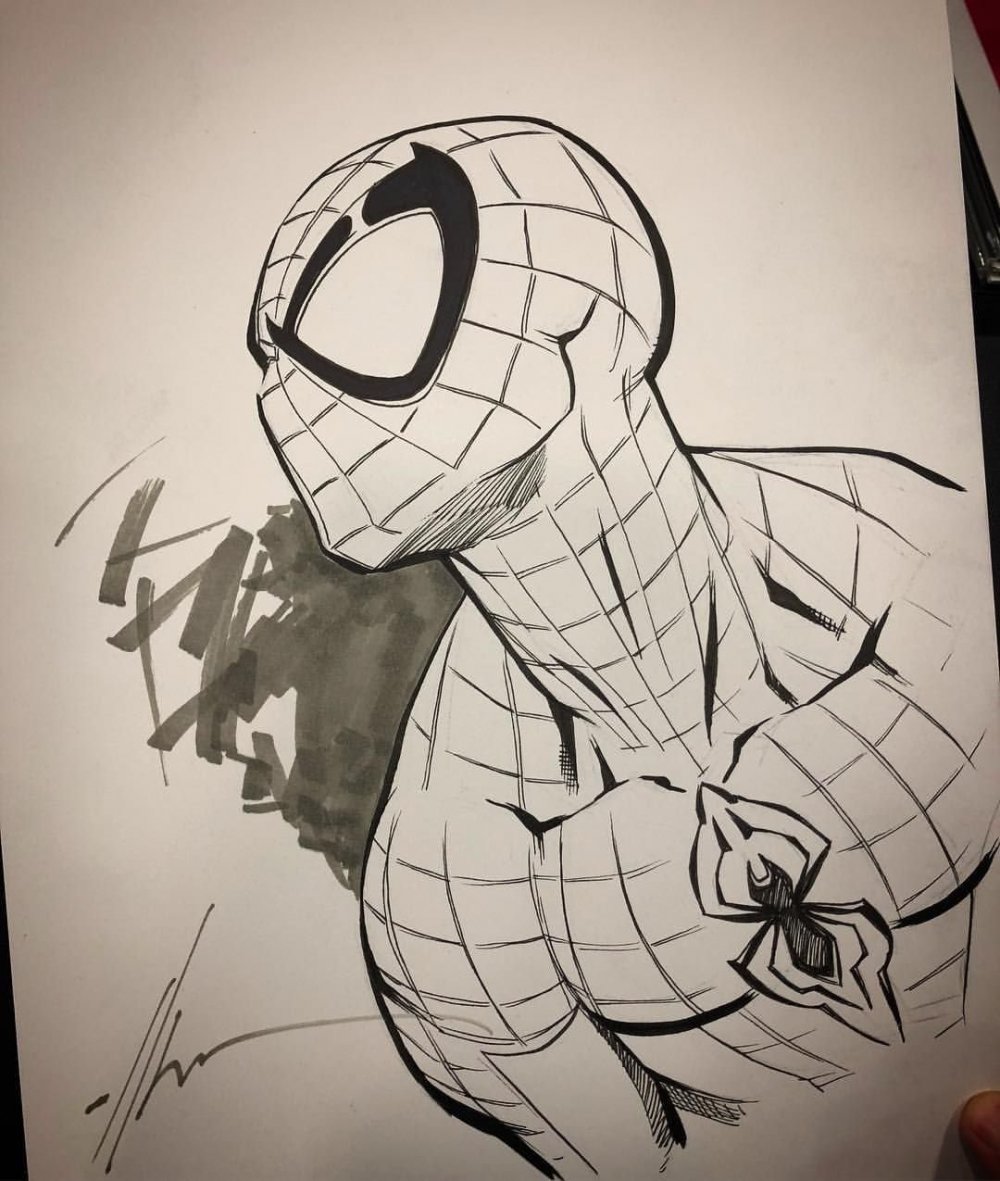 Человек паук арт карандашом