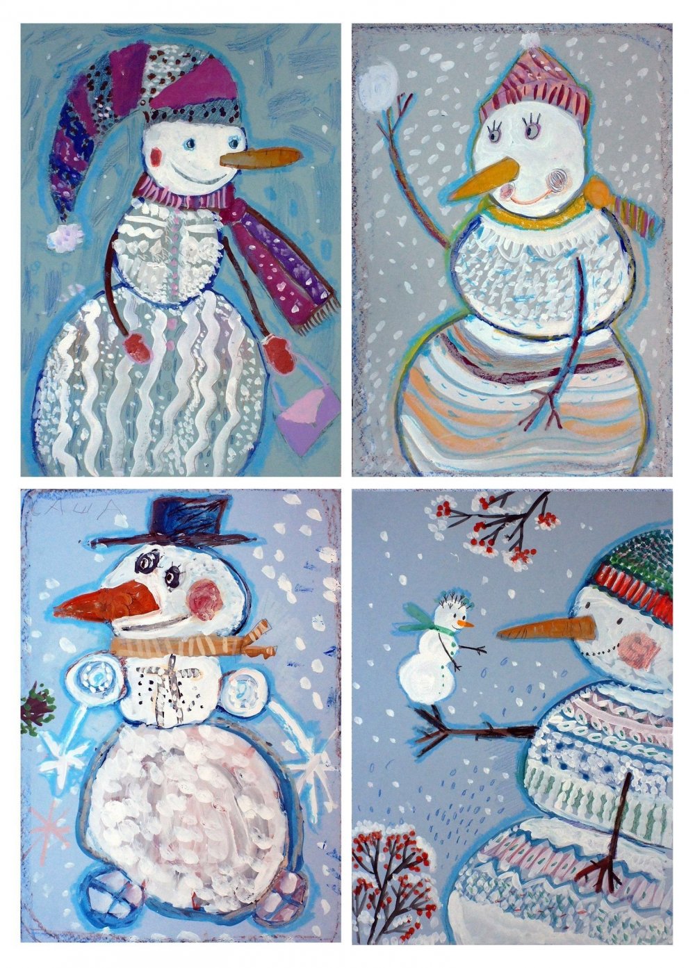 Рисование с детьми Снеговик
