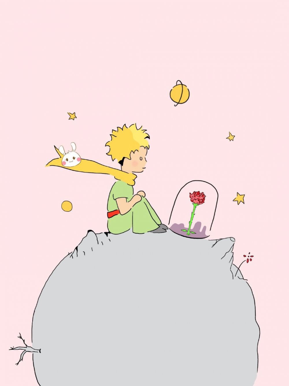 Little Prince и роза обои на телефон