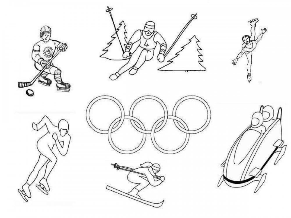 Рисование по зимним видам спорта