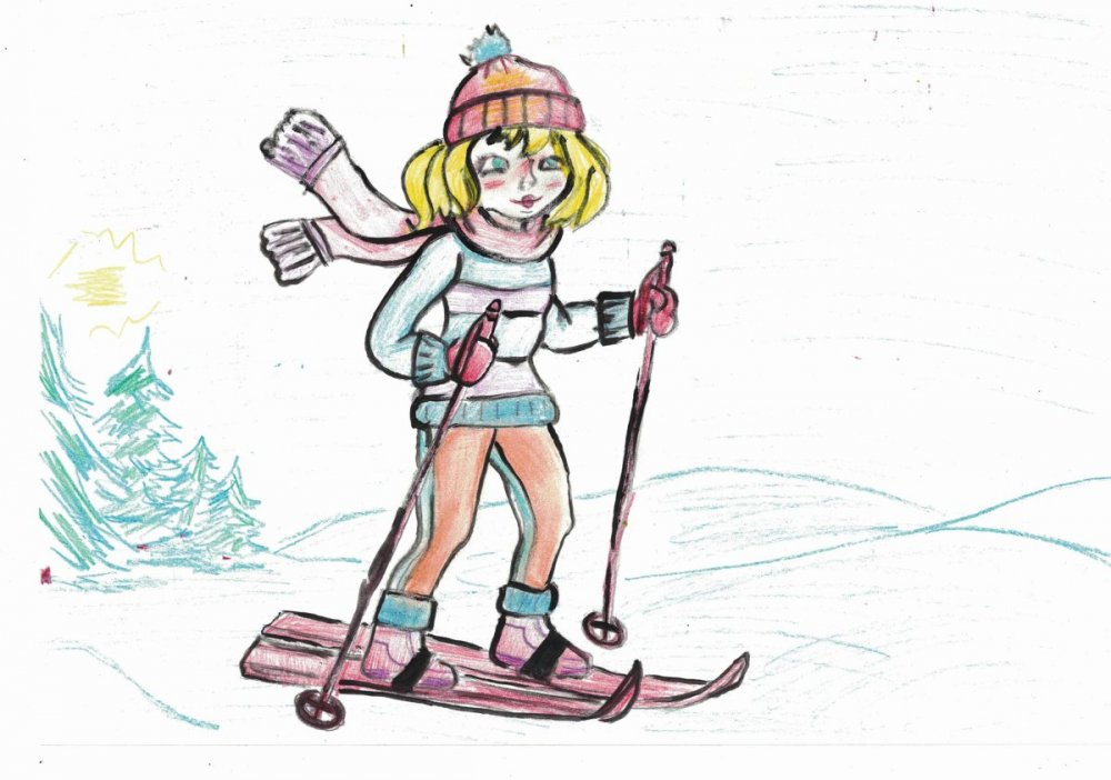 Зимний спорт рисунок для девочек