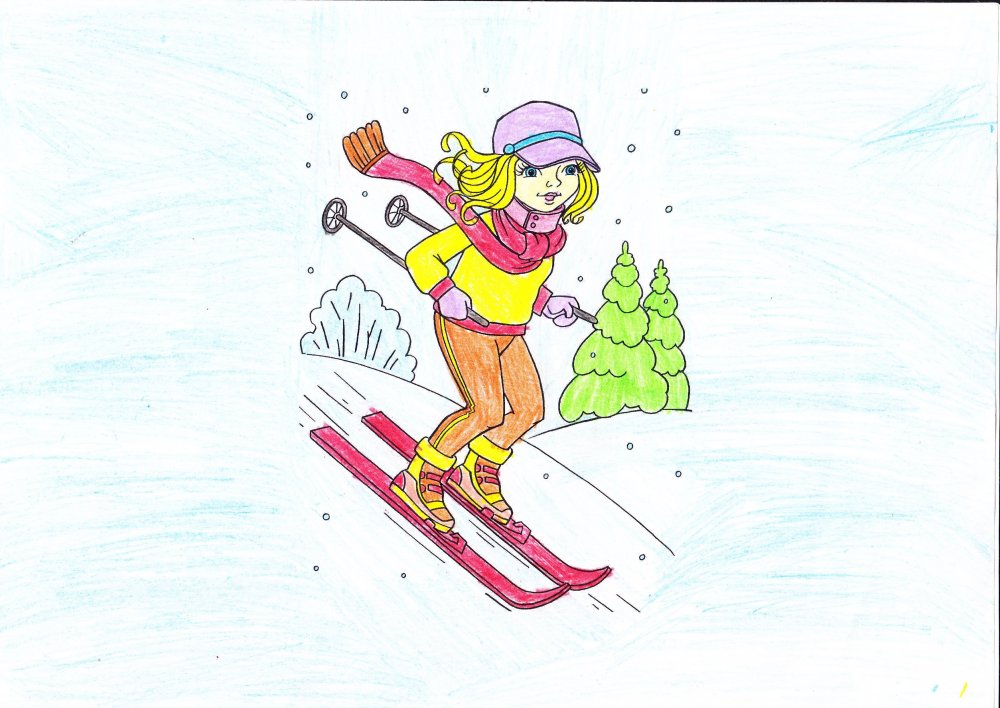 Рисунок зимний спорт 4 класс