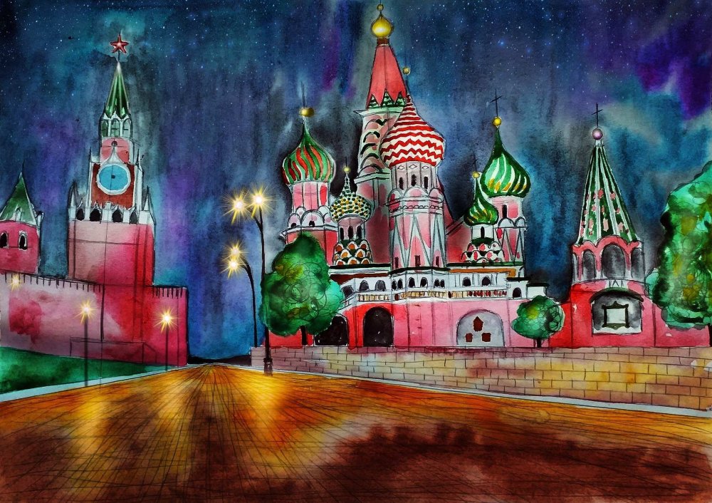 Собор Василия Блаженного в Москве рисунок