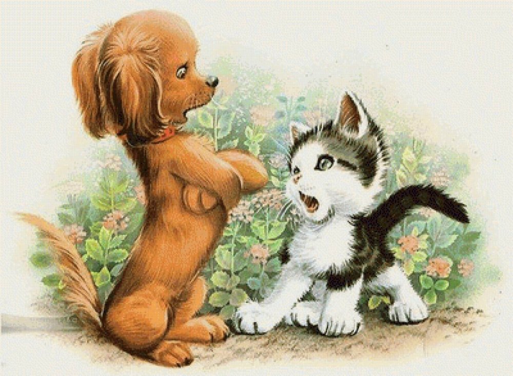 Кошка и собака иллюстрация