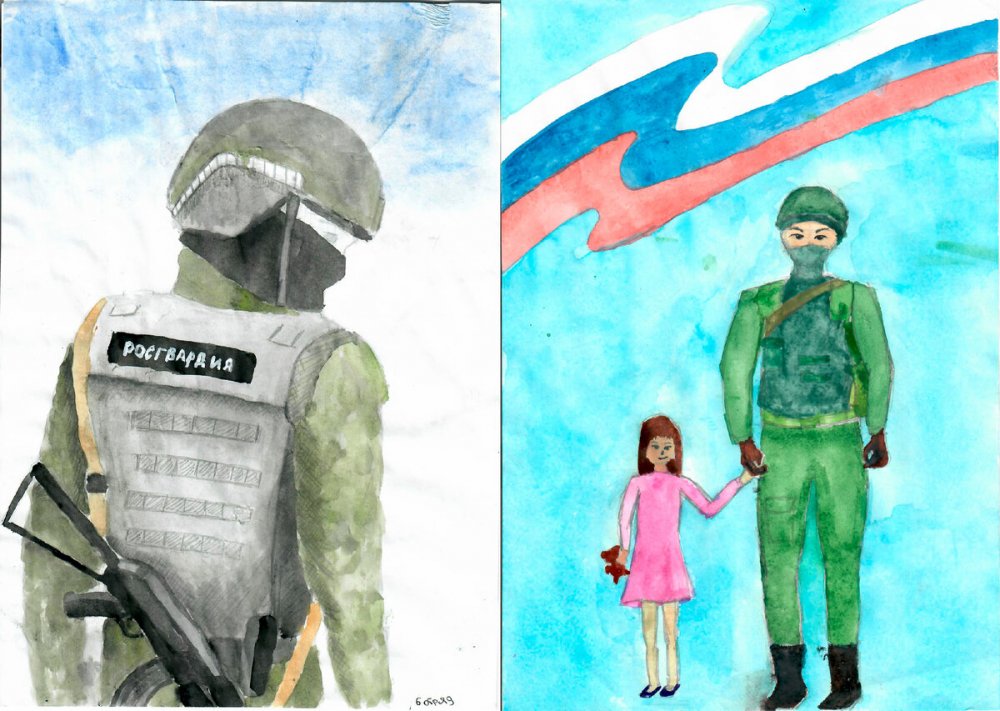 Российский военный рисунок для детей