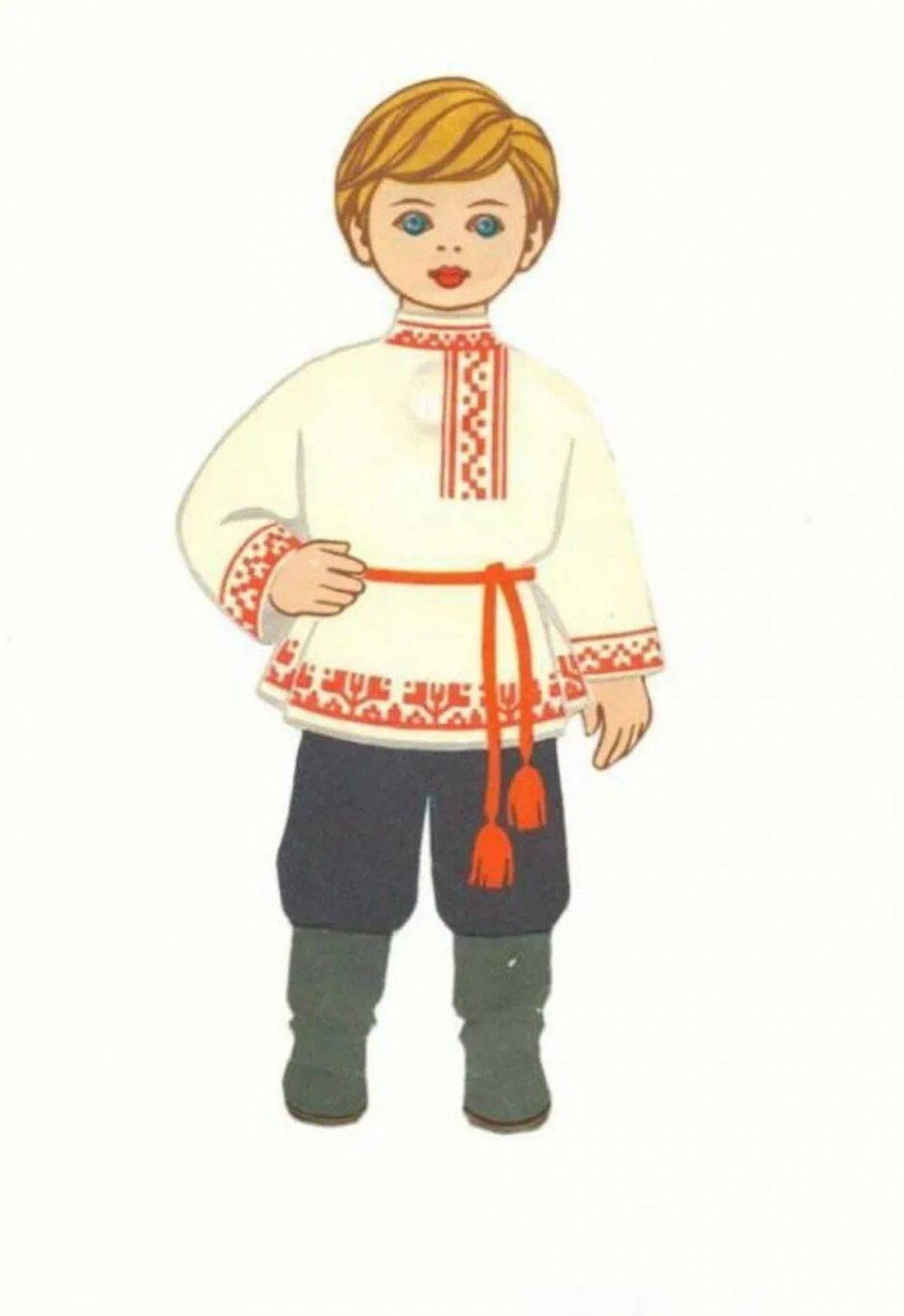 Мальчик в русском народном костюме рисунок