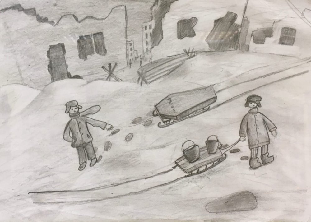 Блокада Ленинграда рисунки карандашом для детей