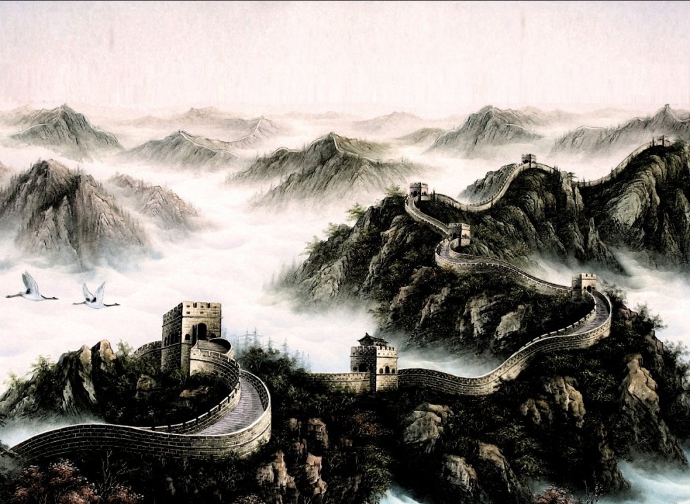 Великая китайская стена гравюра