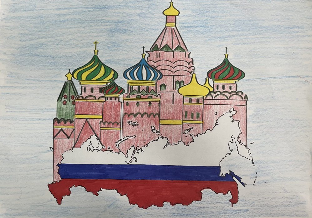 Рисунок на тему моя малая Родина Россия с Кремлем