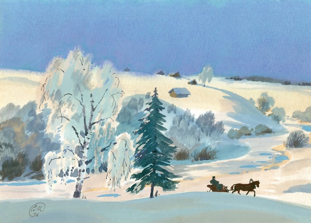 Зимнее утро Пушкин иллюстрации