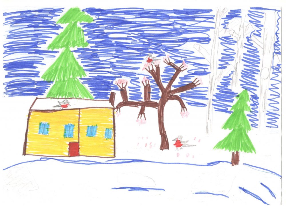 Зимний пейзаж рисунок 3 класс