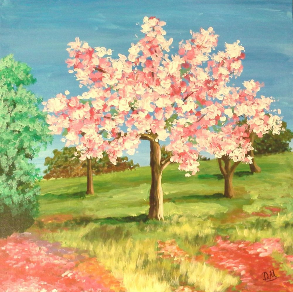 Весенний пейзаж рисунок гуашью