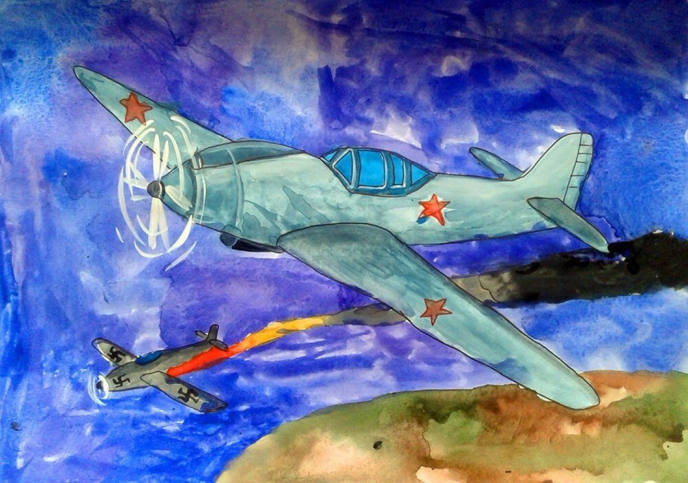 Рисование для детей красками на тему самолеты