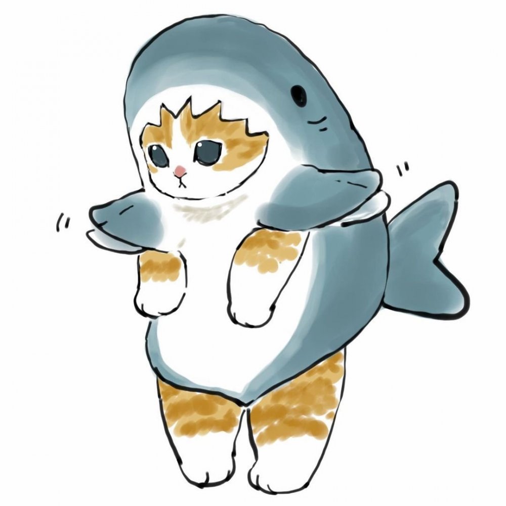 Mofu Sand котик в костюме акулы