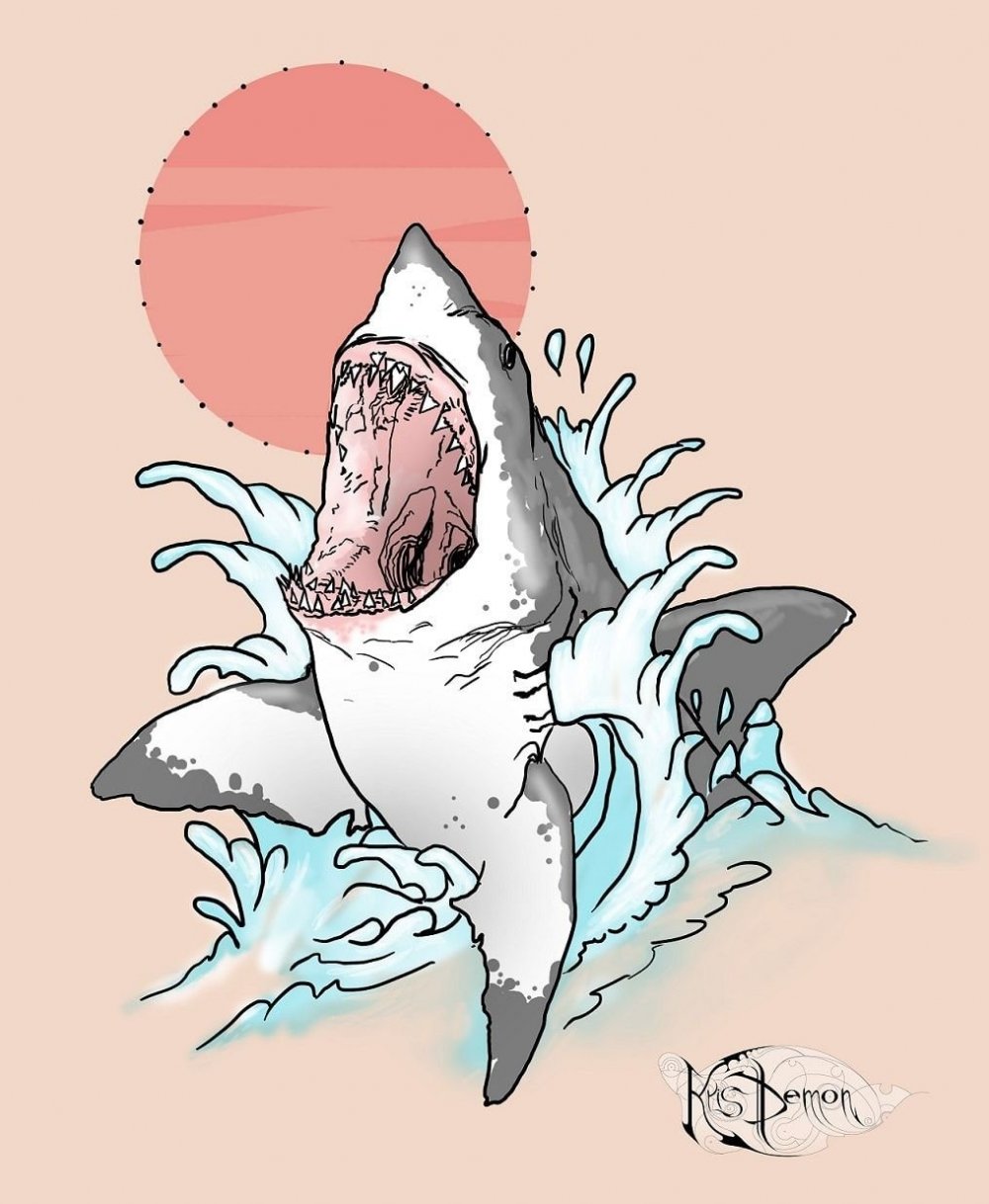Акула арт карандашом