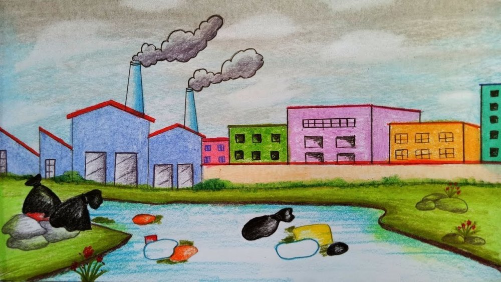 Загрязнение природы рисунок