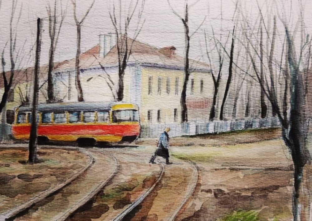Картина трамвайный путь