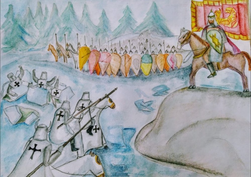 Ледовое побоище Александр Невский рисунок детский