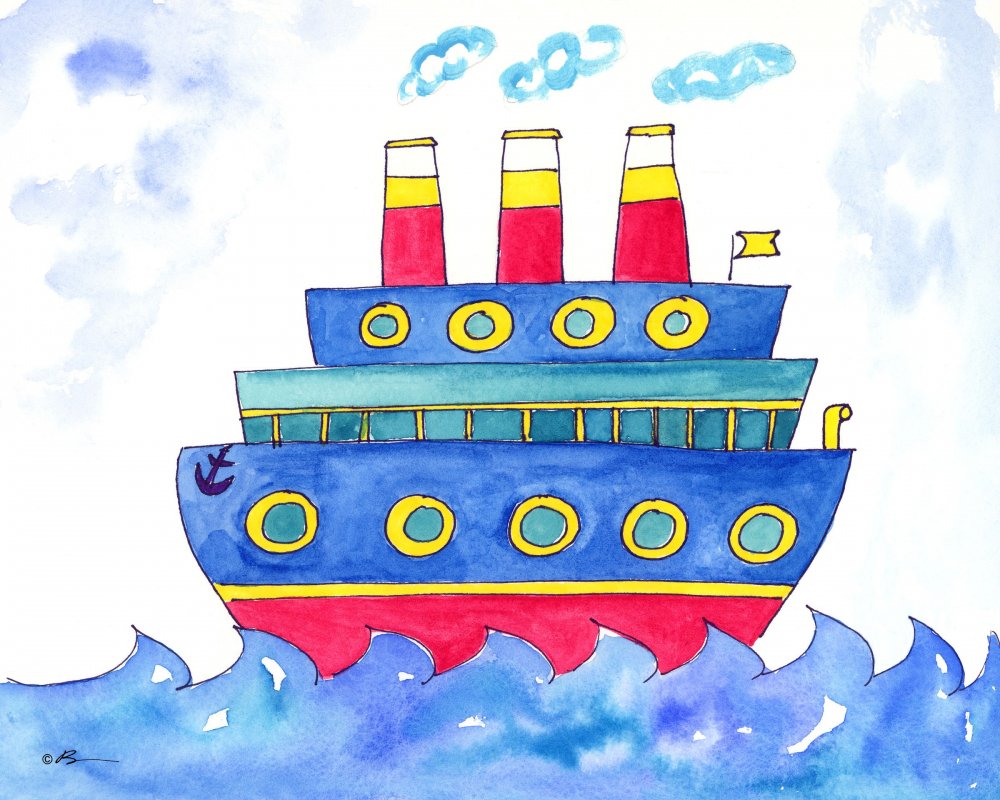 Рисование пароход в старшей группе