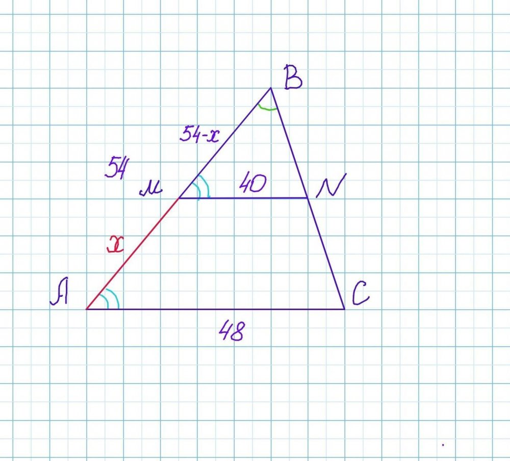 Прямая параллельная стороне АС треугольника АВС пересекает стороны