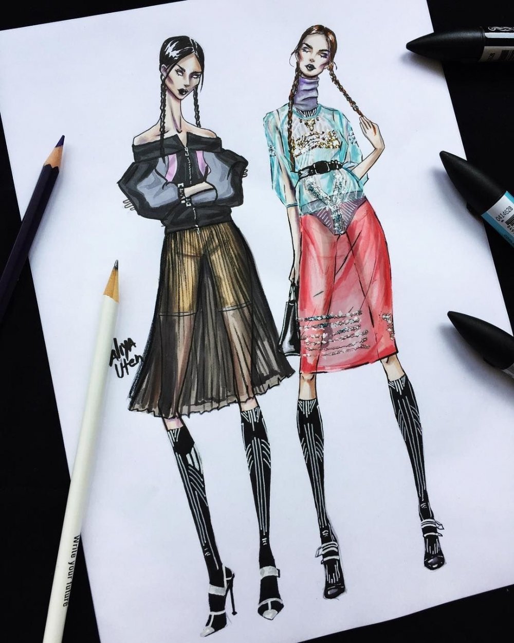 Рисунки модельеров одежды