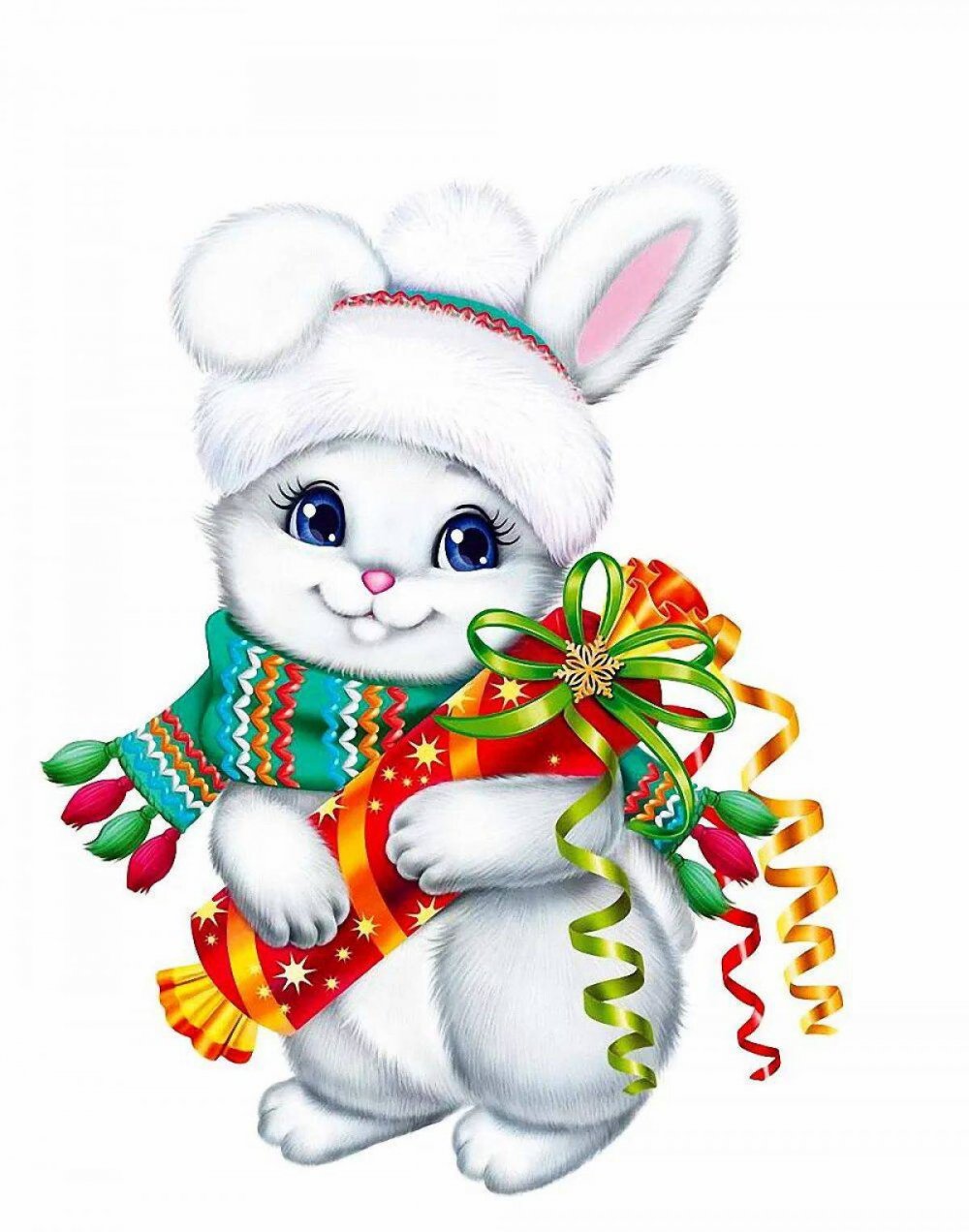 Рисунок зайца на новый год