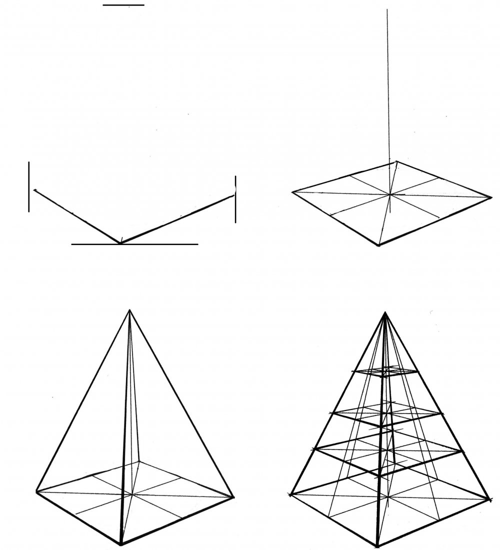 Линейно-конструктивный рисунок пирамиды