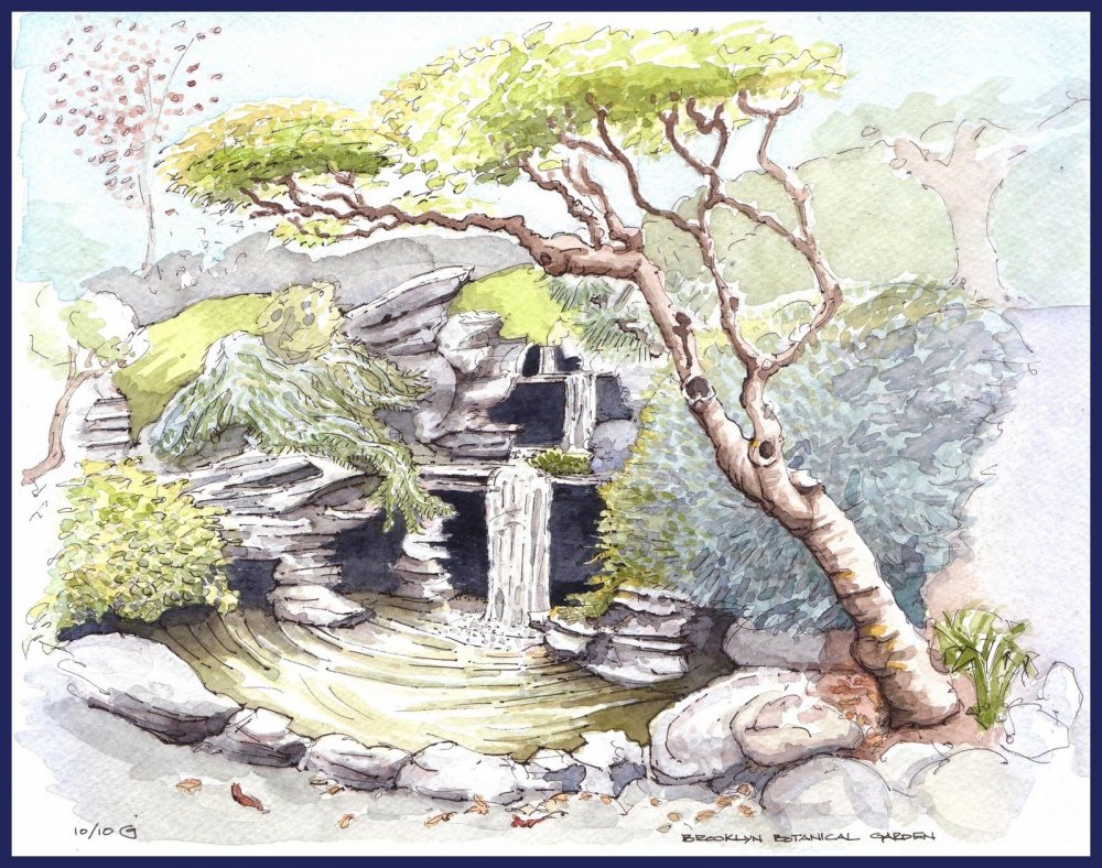 Скетч сад камней Япония