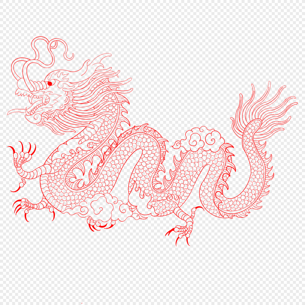 Китайский дракон рисунок горизонтальный