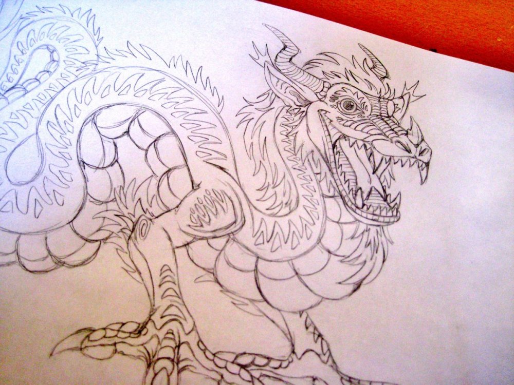 Китайский дракон скетч