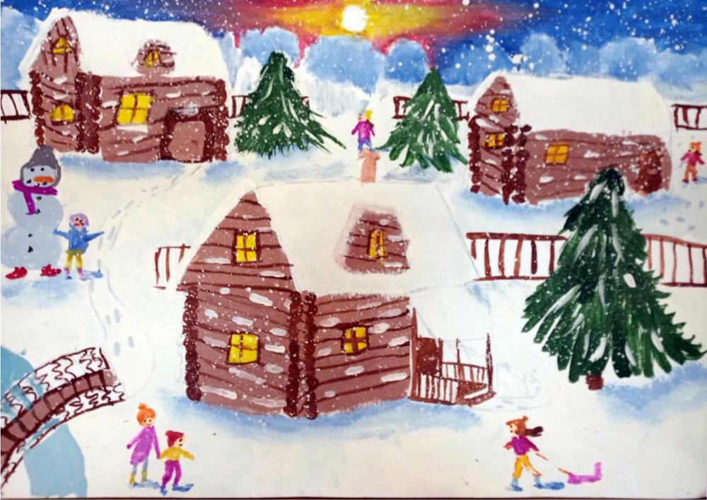 Рисунки по теме новогодний Вернисаж детей начальные классы