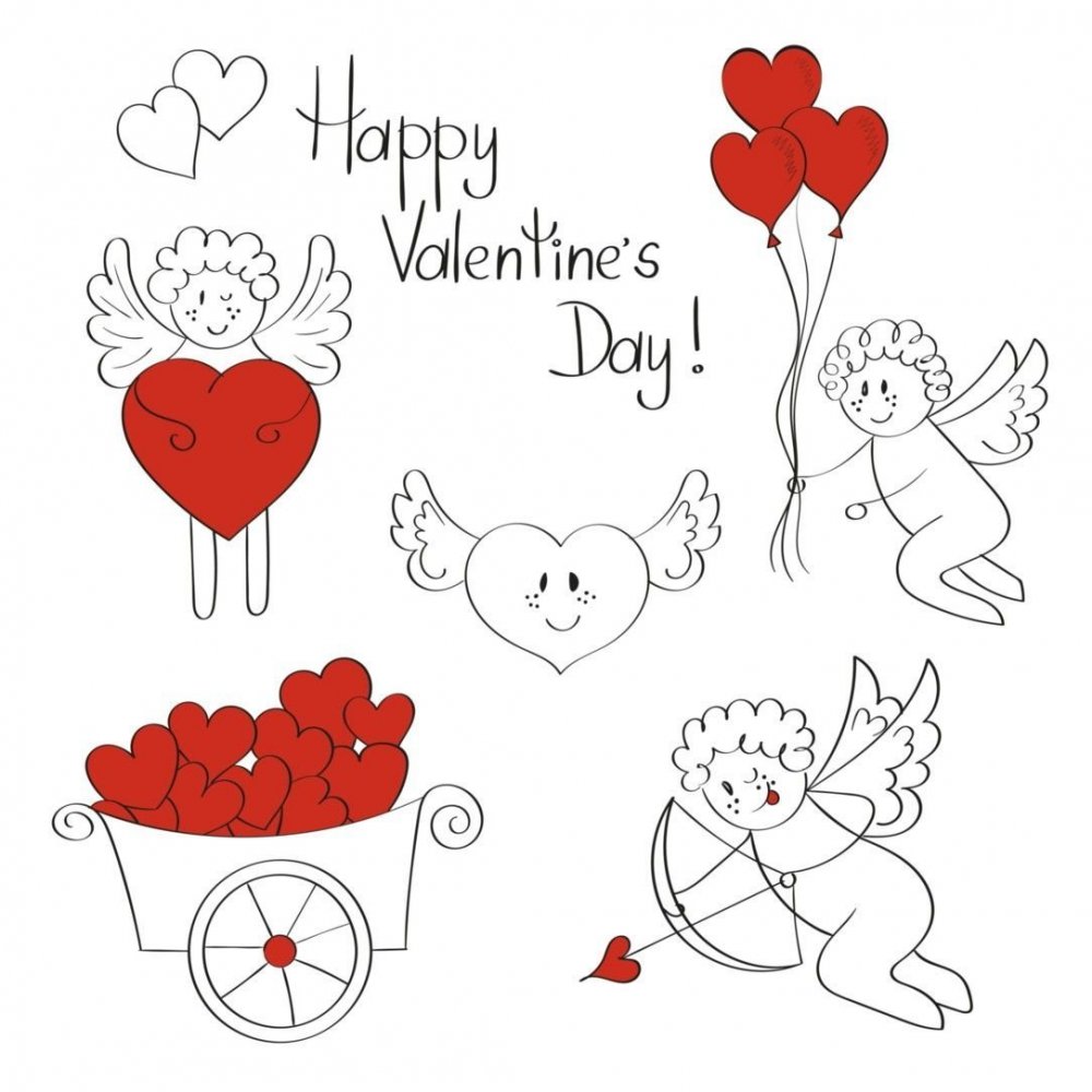Маленькие иллюстрации на день Святого Валентина