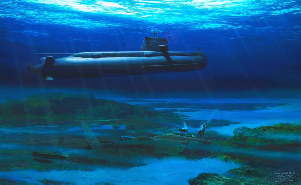 Подводная лодка под водой