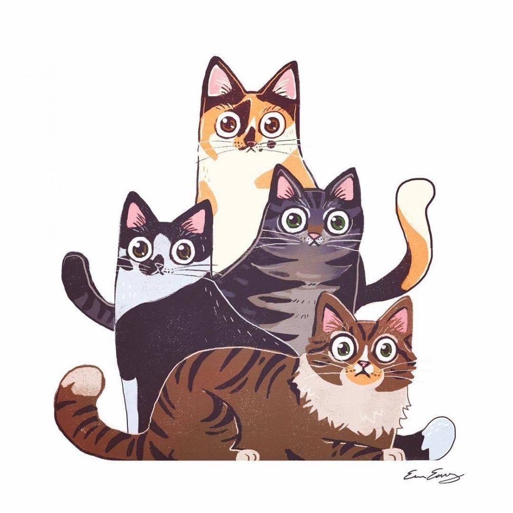 Четыре котёнка арт