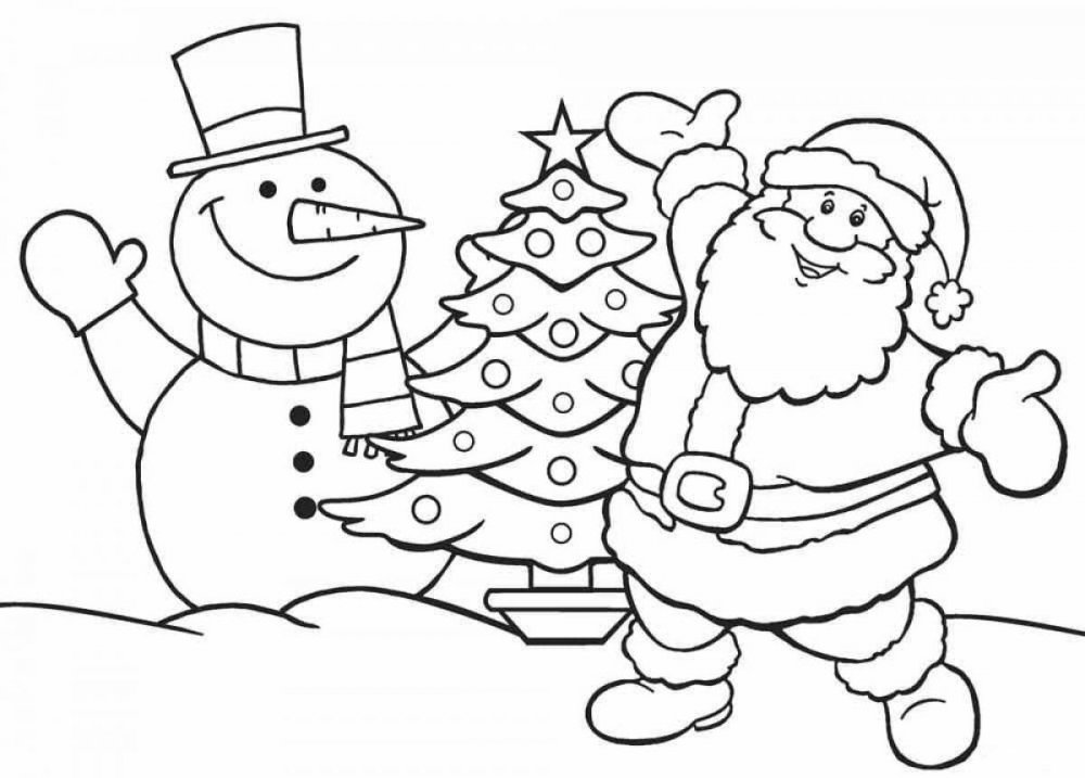 Дед Мороз и Снеговик раскраска